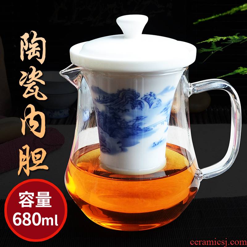 Red flower pot kung fu tea set the blowout heat - resistant glass ceramic tank filter tea cups of tea
