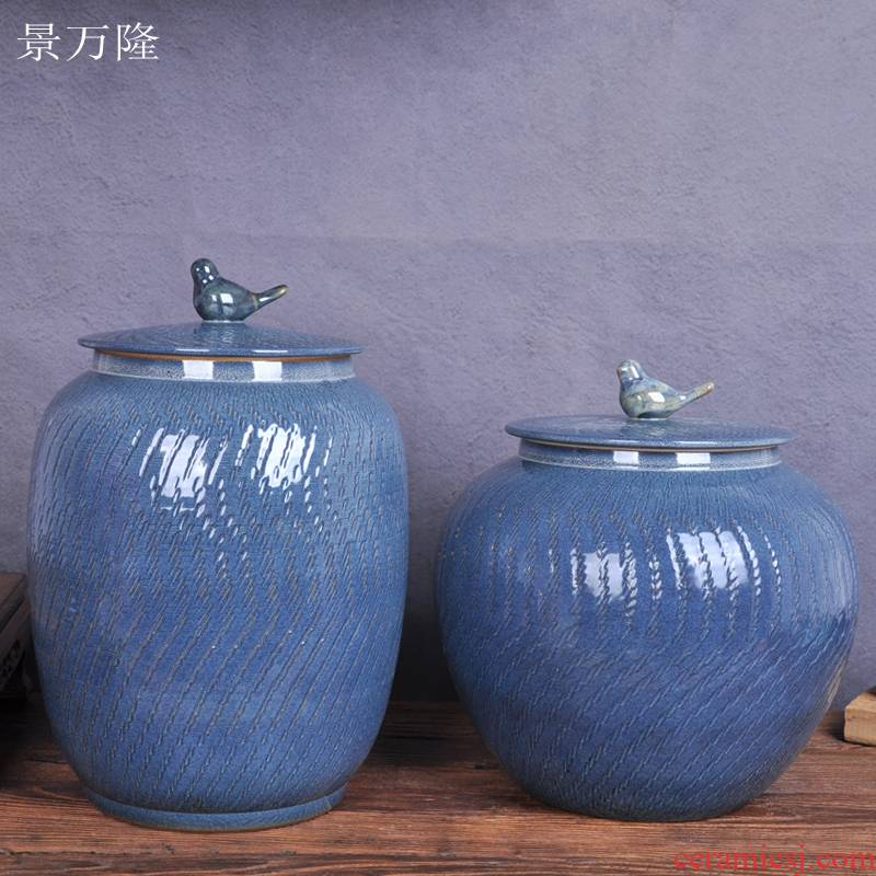 Jingdezhen ceramic barrel throwing 20 jins variable glaze 30 kg of grain storage tank ricer box meter box meter box