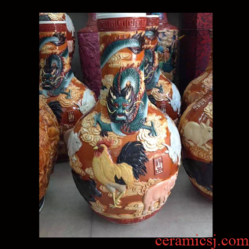 Jingdezhen imitation qianlong zodiac celestial porcelain bottle zodiac relief tree birthday