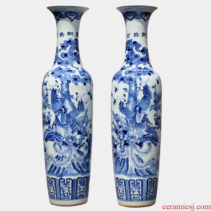 Jingdezhen ceramics hand - made landing large blue and white porcelain vase sitting room hall hotel opening furnishing articles