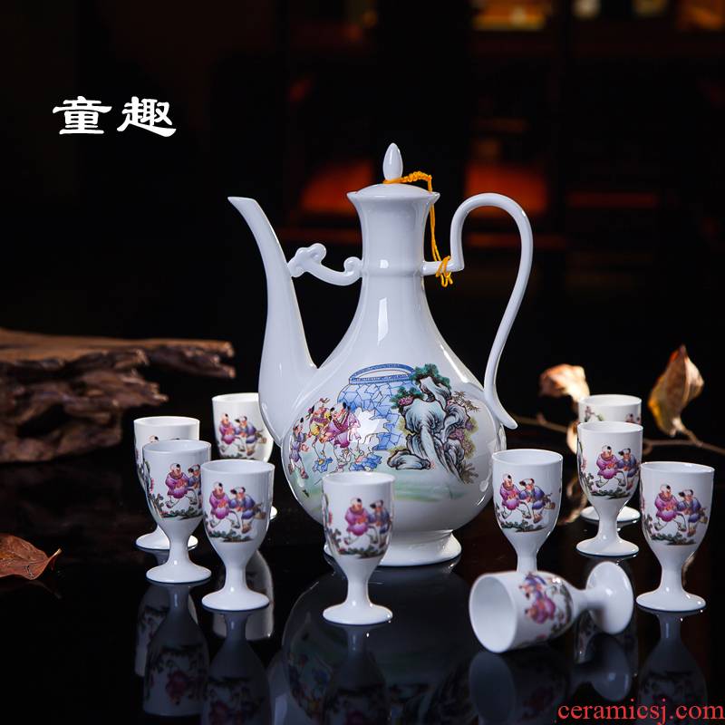 Jingdezhen ceramic wine wine suit liquor with antique hip flask glass suit a small handleless wine cup of wine