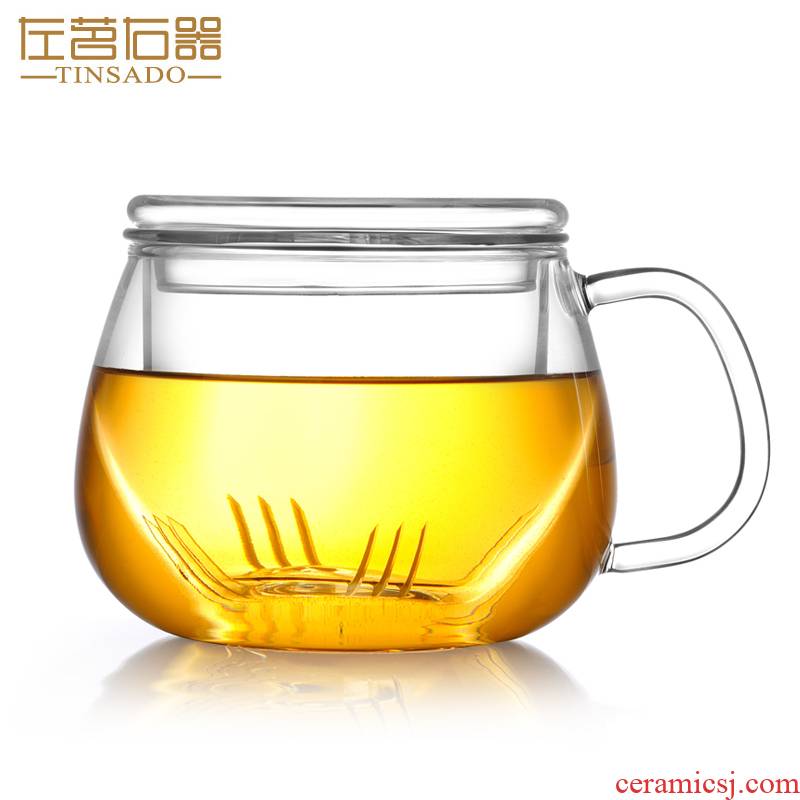 ZuoMing right device filtration separation tea cups with round boring glass to make tea with cover three cups of 500 ml