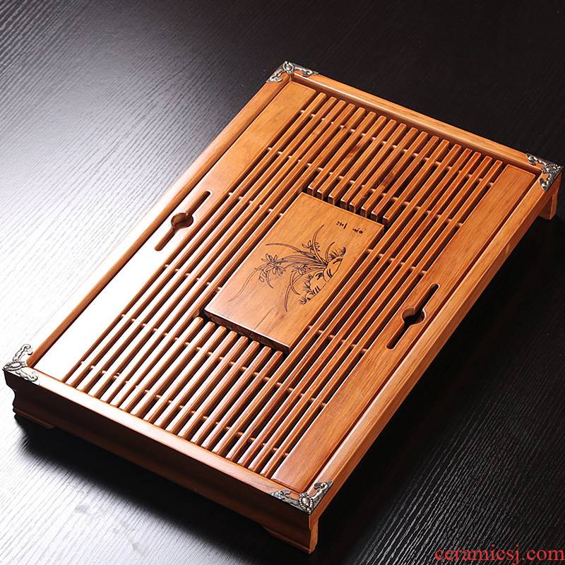 Solid wood tea tray was kung fu tea set drainage water mini household small dry the draw - out type tea table, making tea tray
