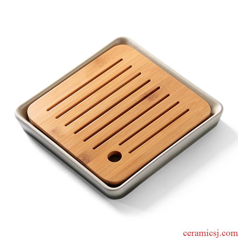 Mingyuan FengTang ceramic tea tray was round special small bamboo office Japanese mini storage dry tea tray