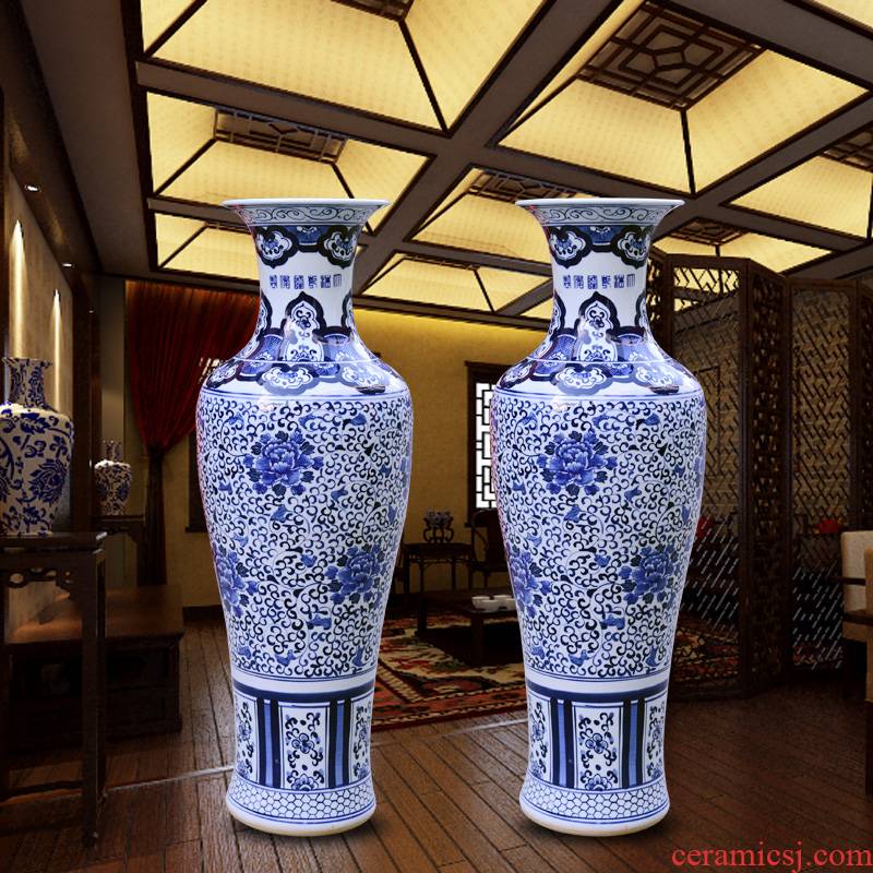 Jingdezhen high temperature hand - made ceramics sitting room of large blue and white porcelain vase decoration to the hotel lobby hall furnishing articles