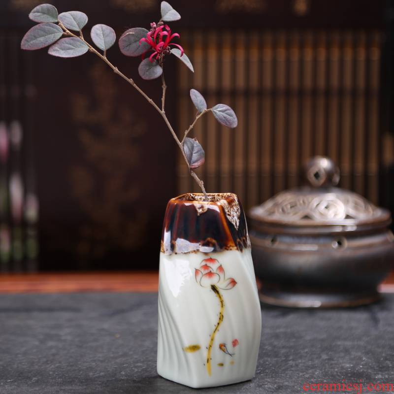 Creative coarse some ceramic porcelain flower hydroponic flower vase checking pottery furnishing articles home decoration