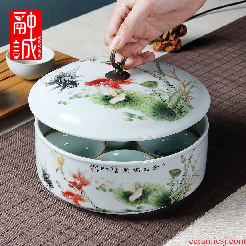 Melting honestly with cover ceramic kung fu tea tea tea wash tank accessories large boxes of tea caddy fixings writing brush washer porcelain tea to wash