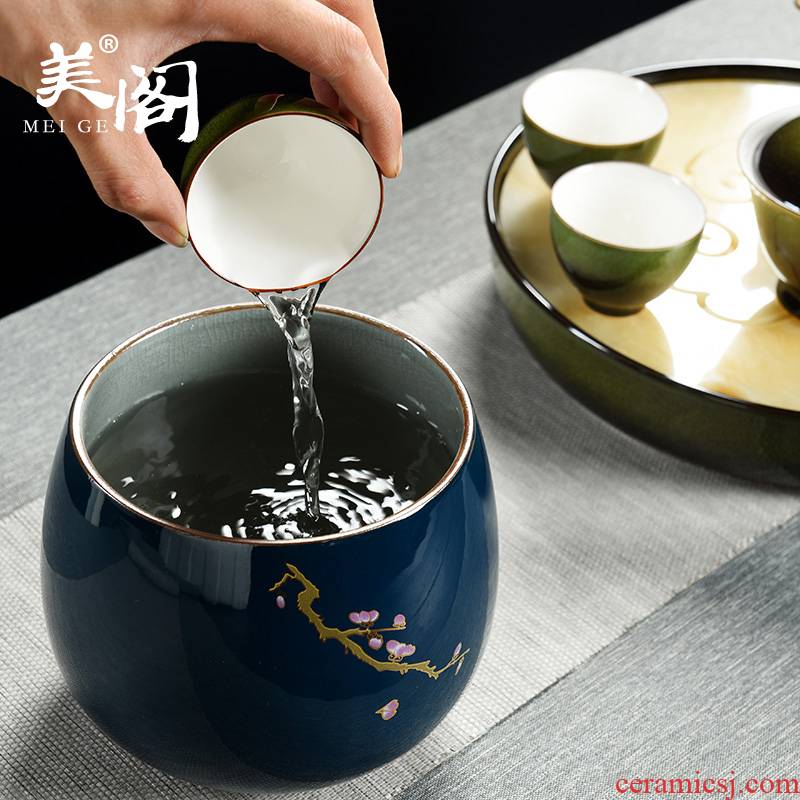 The cabinet kung fu tea set ji blue writing brush washer ceramic tea wash water wash water jar size in hot cylinder tea tray tea accessories