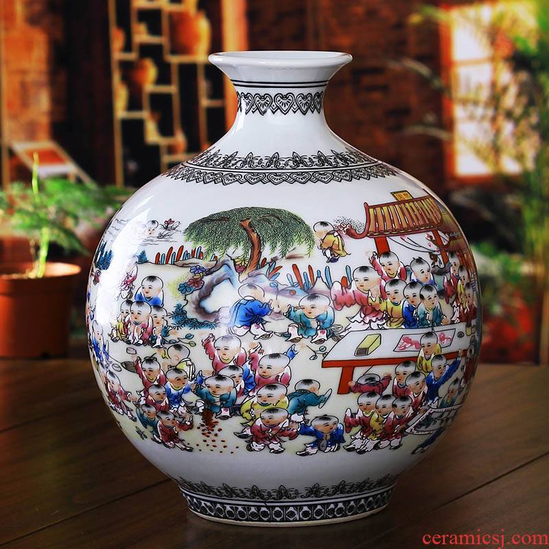 Jingdezhen ceramics powder enamel figure vase, modern household act the role ofing is tasted the ancient philosophers sitting room crafts are a wedding gift