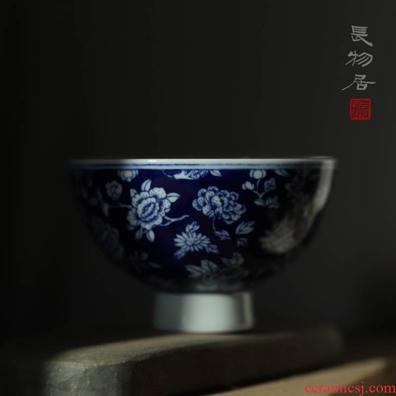 Offered home - cooked ju long up controller blue to white flowers footed bowl of jingdezhen ceramic bowl by hand