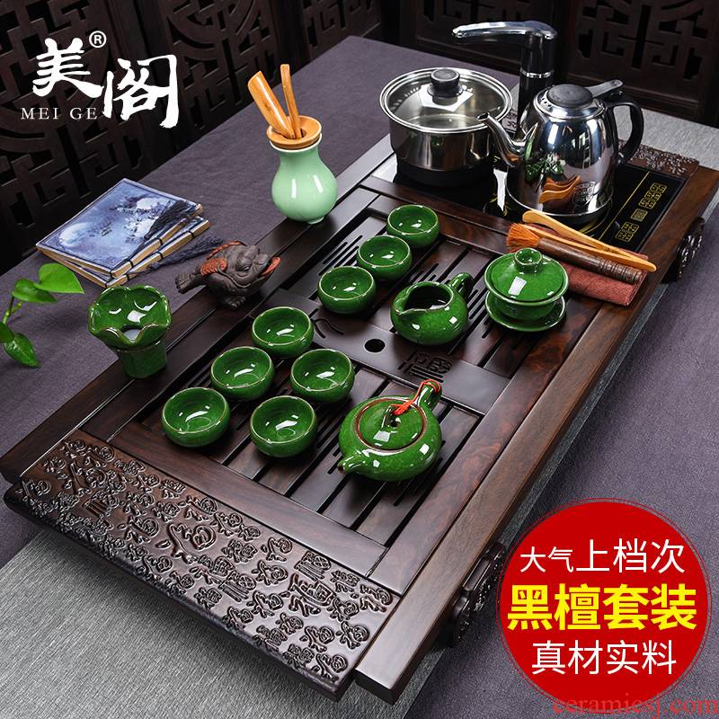 Beauty cabinet ebony wood tea tray was kung fu tea set home four unity ceramic tea set sea tea saucer dish