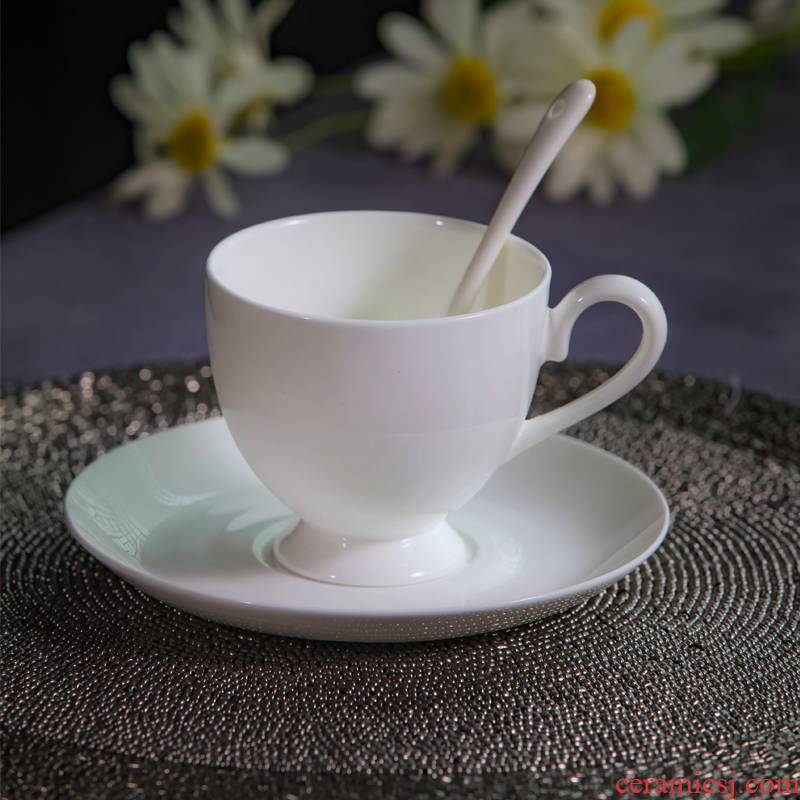 Jingdezhen ceramic white contracted coffee cup dish suits for office, conference room, coffee cup custom logo
