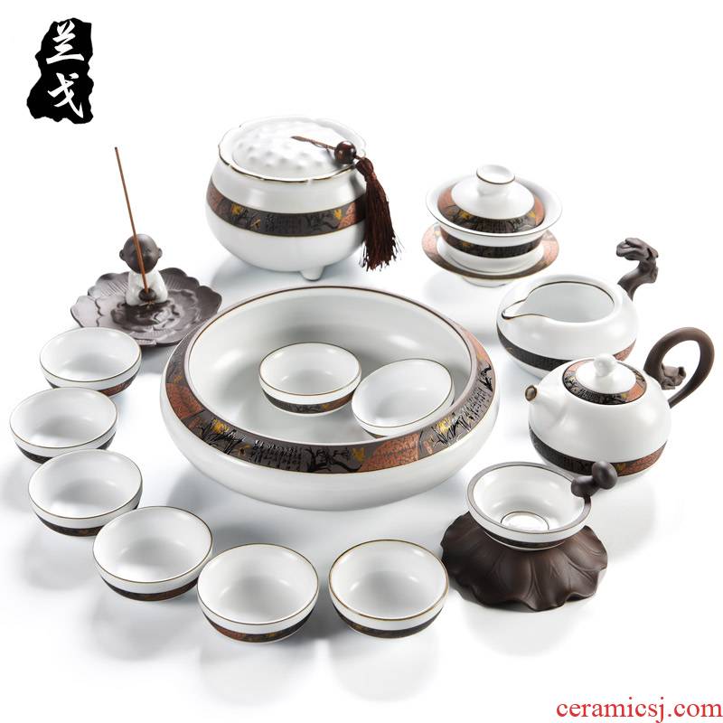 Having your elder brother up up kung fu tea set a complete set of household ceramic teapot your porcelain tea cups to wash to gift pack