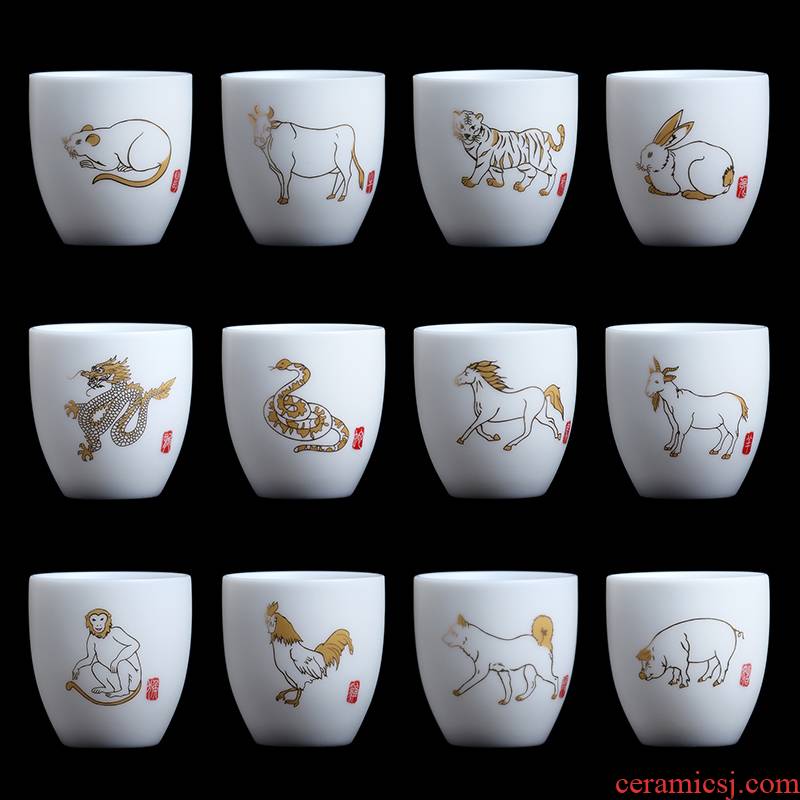 Mingyuan FengTang zodiac dehua white porcelain ivory white perfect cup sample tea cup pu 'er tea cup master CPU