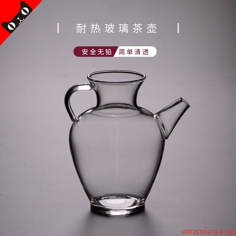 Cloud art of jingdezhen pure manual Japanese antique heat - resistant glass teapot transparent tape tea, kungfu tea set