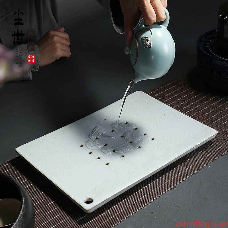 Retro square ceramic household dry mercifully tea tray sets of kung fu tea set contracted water type tea tea tea taking