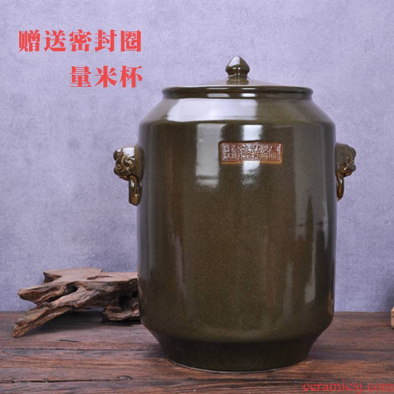 Jingdezhen ceramics with cover barrel ricer box meal kitchen oil cylinder tank at the end of the storage tank is 50 kg 100 jins moistureproof