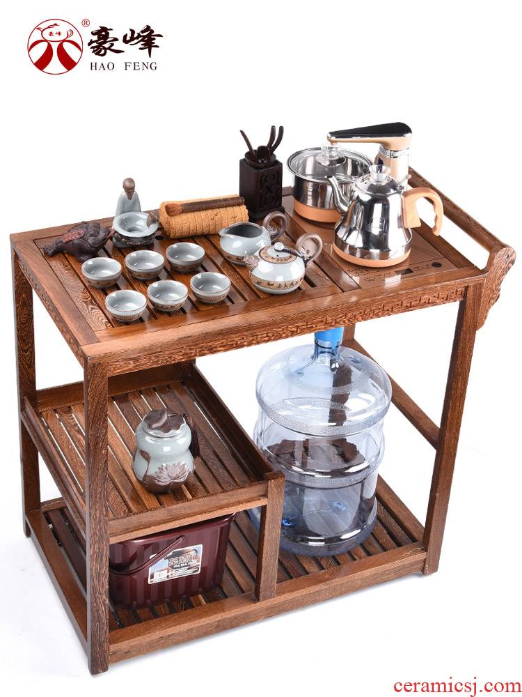 HaoFeng moving of a complete set of tea, tea set household wenge tea sets tea mobile belt round tea table