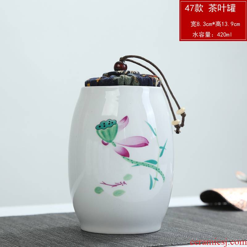 White porcelain small size ceramic tea set portable pu - erh tea storage box storage tanks seal pot home small caddy fixings