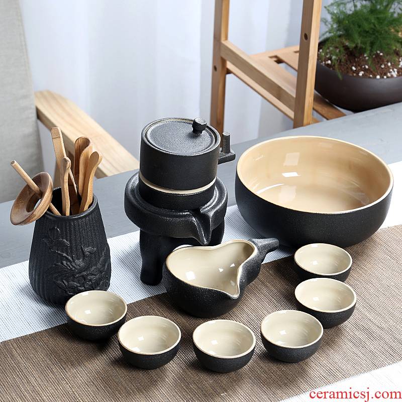 Automatic kung fu tea set lazy household ceramics stone mill make tea tea teapot teacup whole contracted