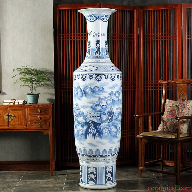 Jingdezhen ceramics hand - made porcelain vase bag in the mail to the ground 1.8 meters big hotel lobby sitting room adornment is placed