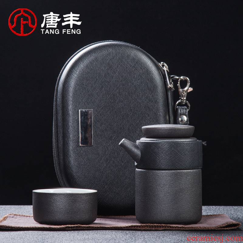Travel Tang Feng ceramic tea set suit portable package a pot of a crack cup custom car is suing one kung fu