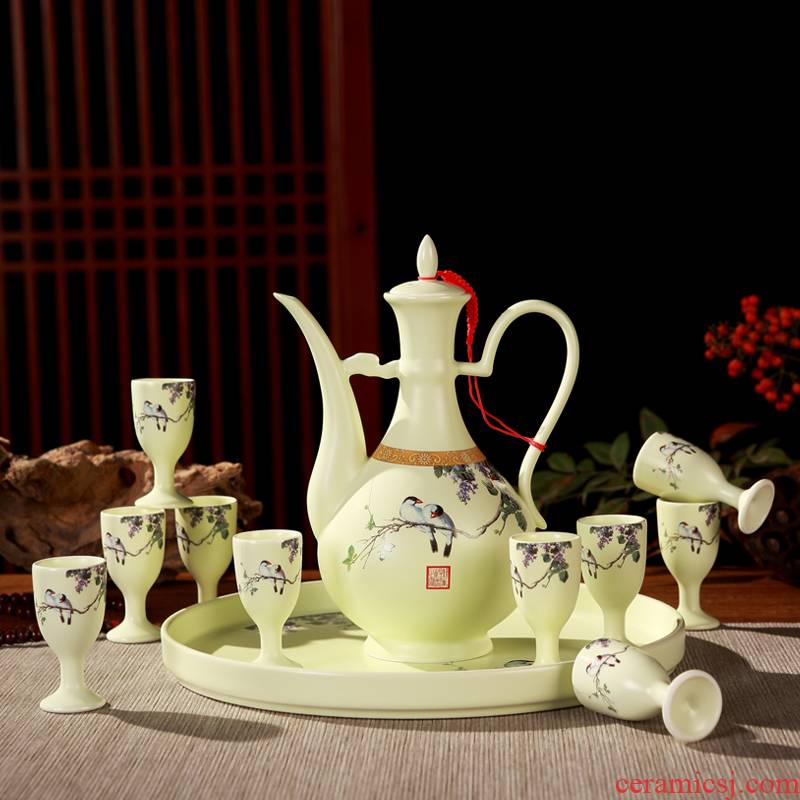Antique Chinese style household creative points of jingdezhen ceramics wine wine home wine pot liquor cup gift set