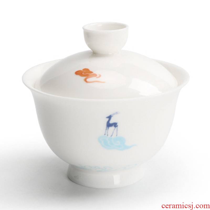 [proprietary] Mr Nan shan nine colored deer jade porcelain ceramic bowl tureen cup kung fu tea sets tea bowl