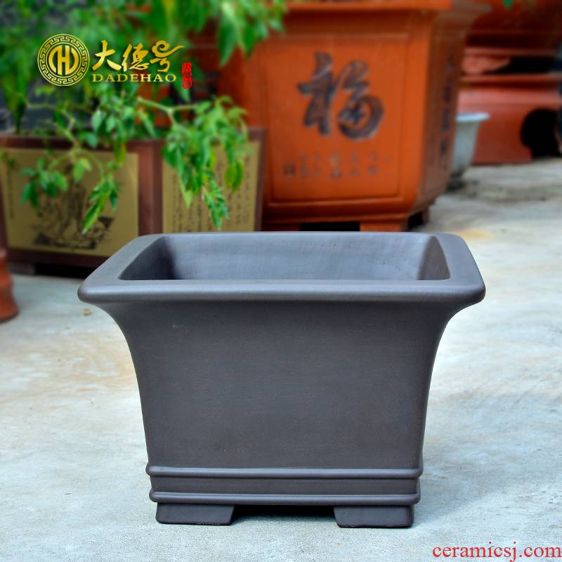 Greatness, yixing purple sand flowerpot high - quality goods manual double square bonsai flowers, green big basin
