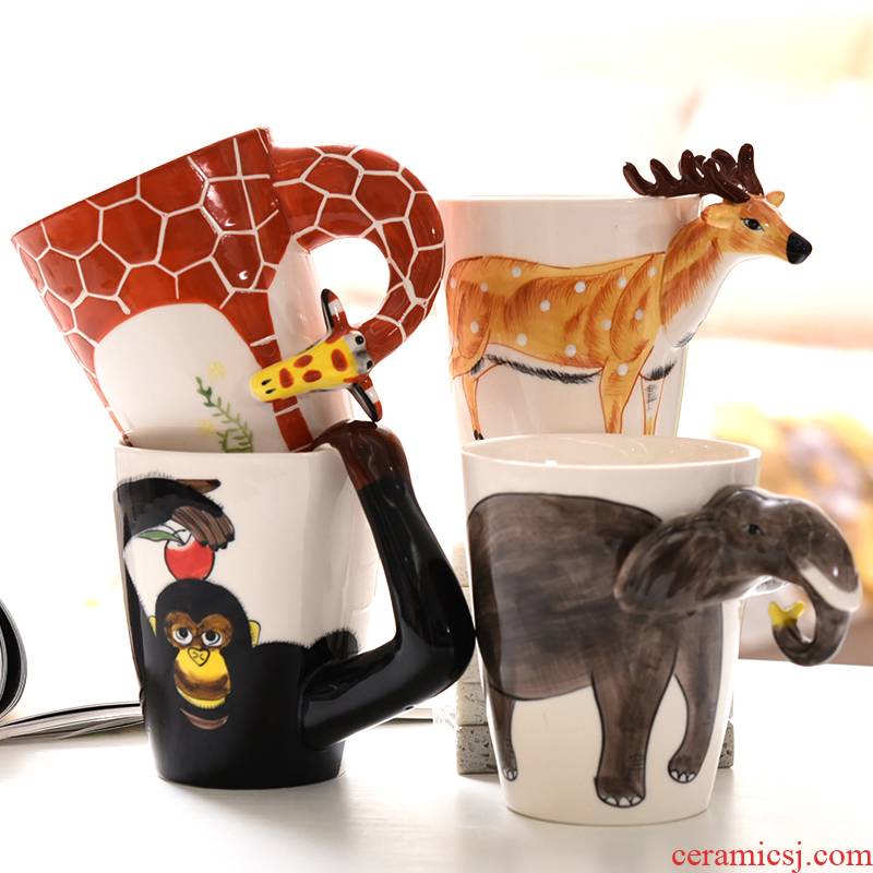 3 d animal keller large capacity water hand - made ceramic cup, lovely creative move milk coffee cup