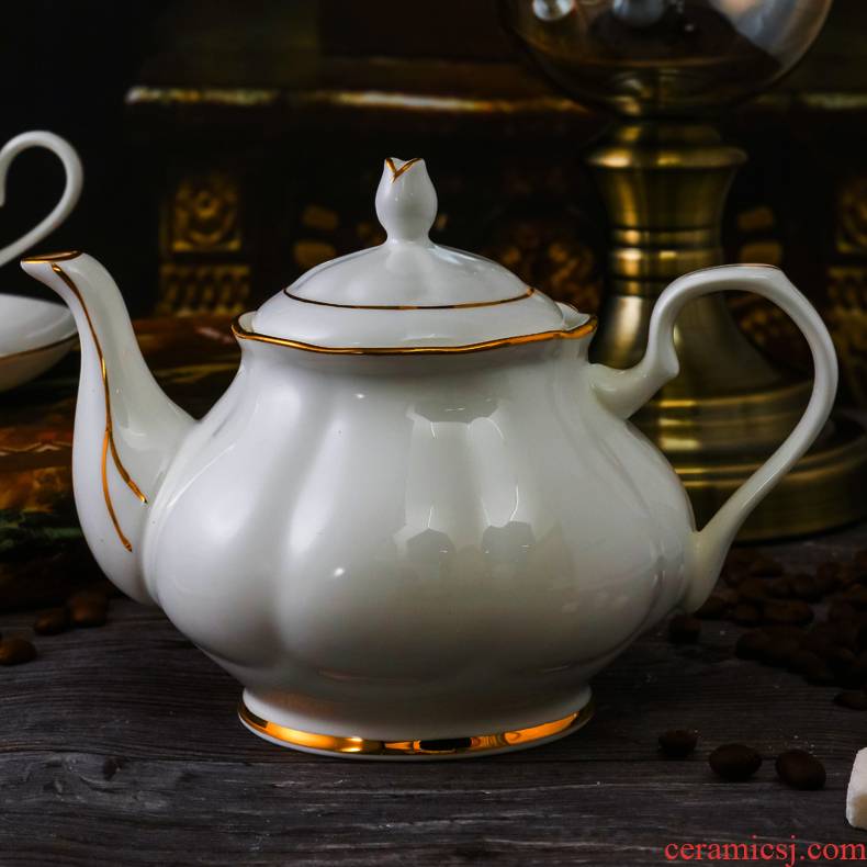 Jingdezhen ceramic English coffee pot cool up phnom penh household ceramic kettle teapot pure white printing custom LOGO