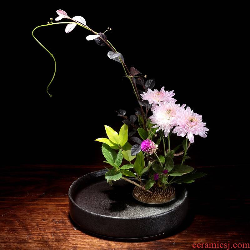 Flowerpot ceramic flower implement small flow flower arranging flowers zen mountain flower arranging plate of minimalist art flower pot creative Japanese sword