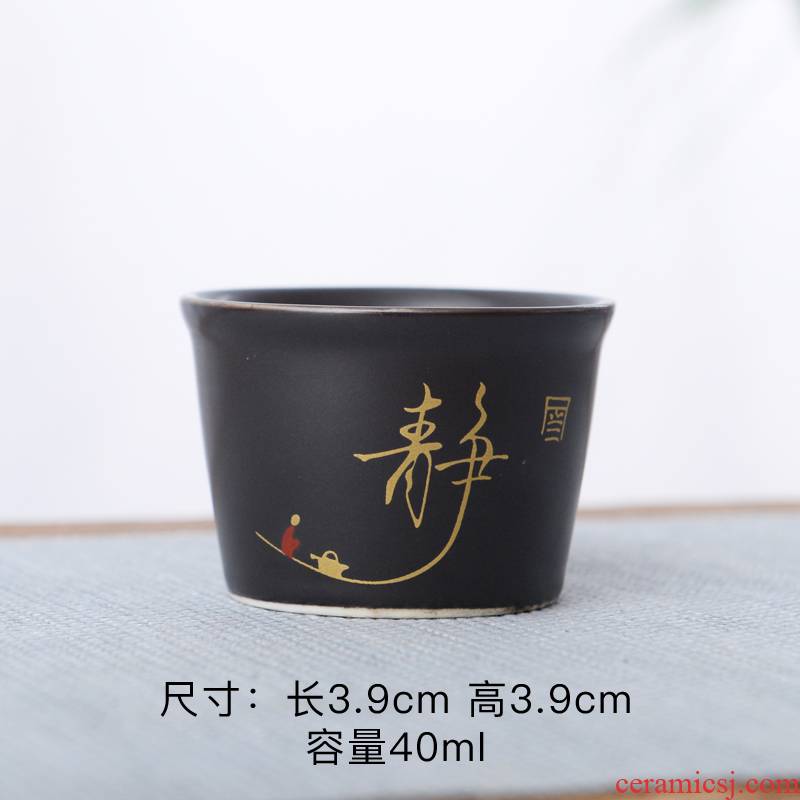 Coarse pottery kung fu noggin suit household use sample tea cup tea purple hat to master cup ceramic celadon