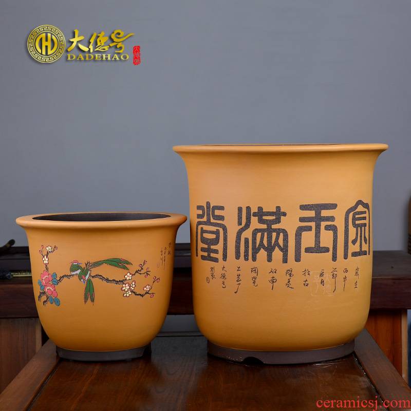 Yixing purple sand flowerpot high - quality goods even carved painting size round bonsai pot green plant orchid POTS of prosperity