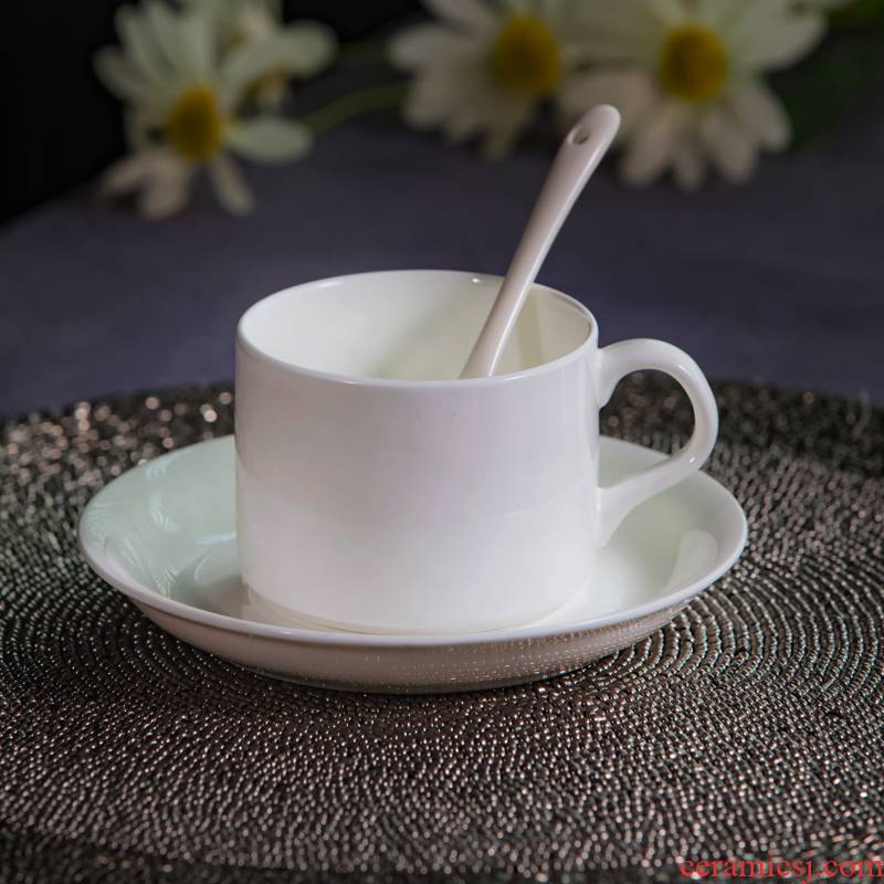 Jingdezhen ceramic contracted coffee cup dish suits for office, conference room, pure white coffee cup custom logo