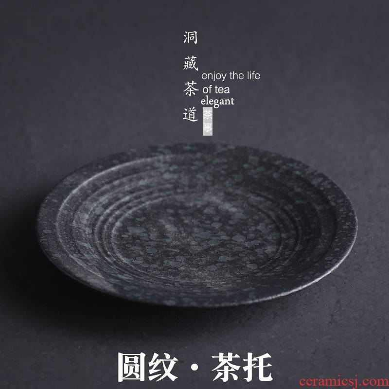 In building insulation pad bluestone glaze Japanese creative ceramic pot mat cup mat kung fu tea set coarse pottery tea cup