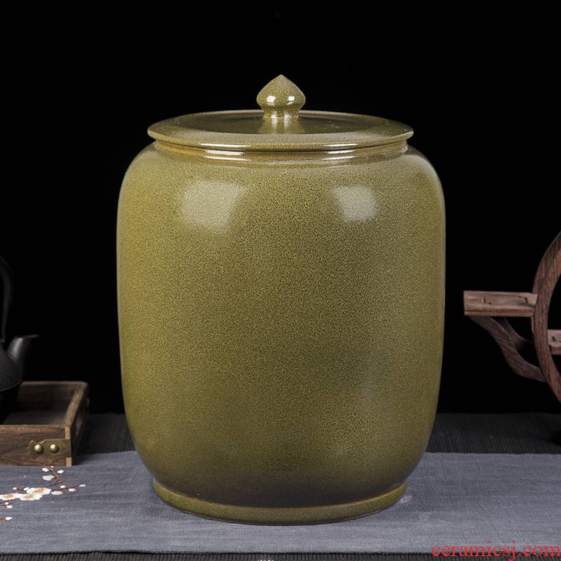 Jingdezhen ceramic barrel storage tank 20 jins 30 jins ricer box of household ceramics 50 kg moisture insect - resistant water jar with cover