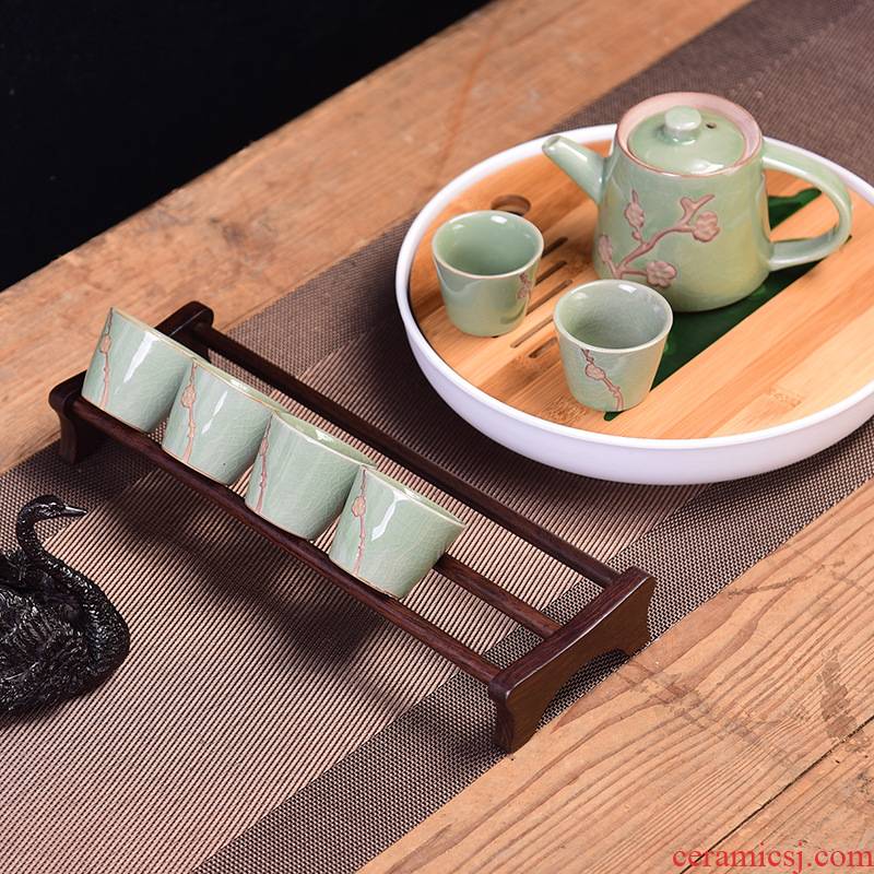 T put teacup r ebony wood shelf cupholders household air crossover vehicle cup mat cup tea tea set