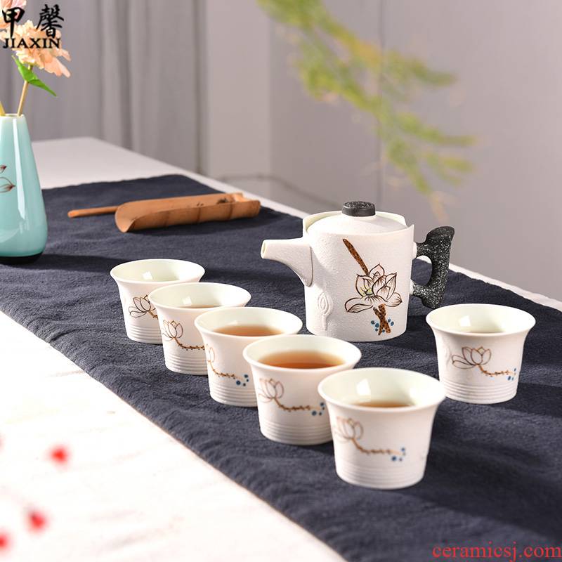 JiaXin snowflakes glaze a pot of six cups of tea lotus
