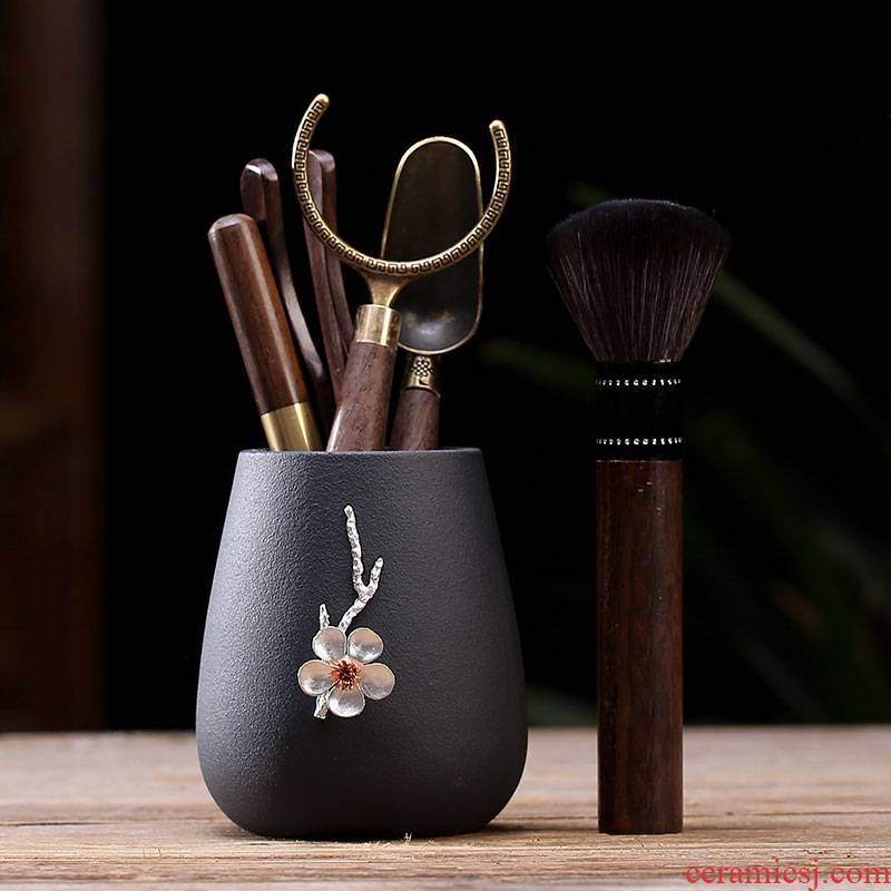 JiaXin ebony wood tea six 6 gentleman 's gentleman' s suit tea tea tin, kung fu tea accessories ChaGa tea spoon