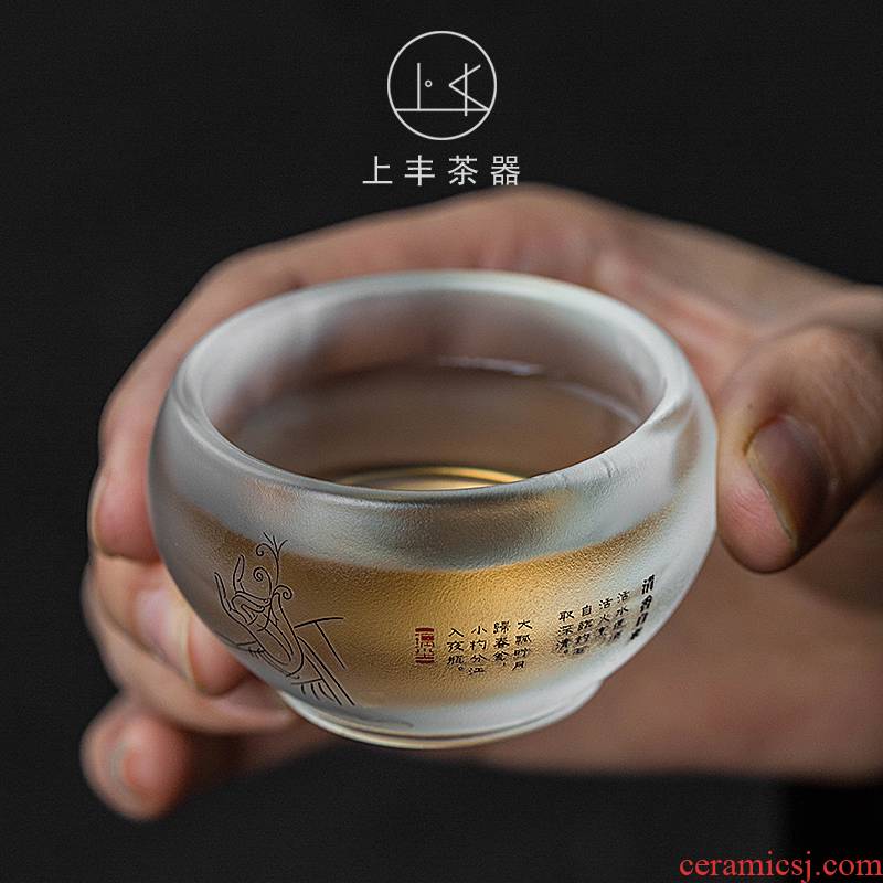 Feng coloured glaze on longfeng lines of crystal cup kung fu tea master cup glass sample tea cup tea cups