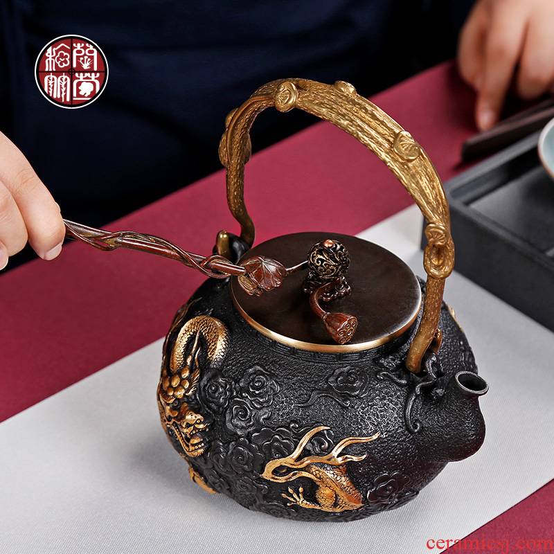 By patterns cast iron lotus iron pot pot of fork pot clip decorative zen tea tea sets of restoring ancient ways furnishing articles lid