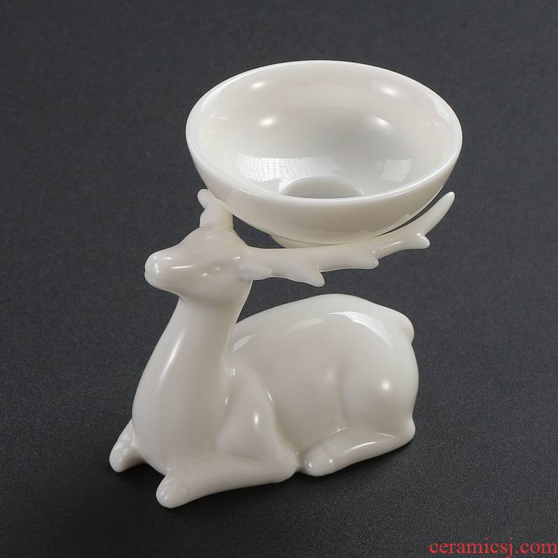 Dehua white porcelain like deer) suit household filter mesh gauze filter creative tea kung fu tea accessories