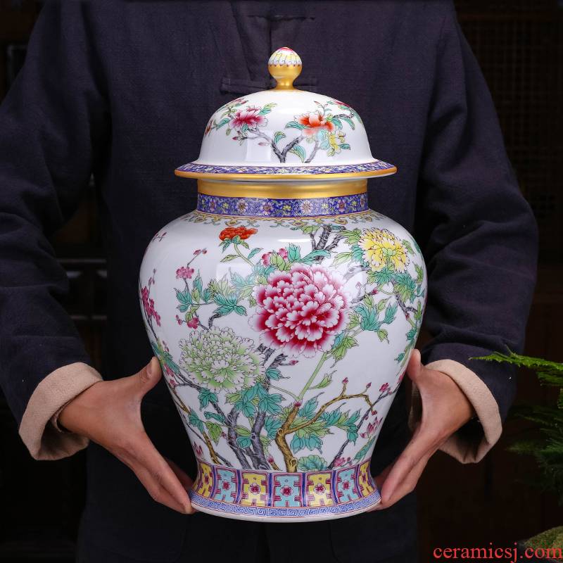 Palace restoring ancient ways is the general pot of storage tank furnishing articles ceramic tea pot big yards of pu 'er tea tea package box