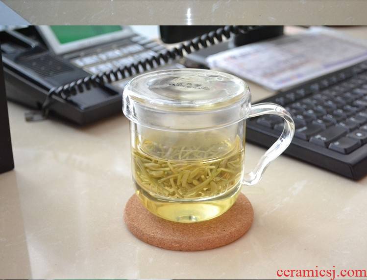 Association, longteng checking glass three cup tea cup with lid flowers and the plants to hold to high temperature water handle cup transparent glass cup