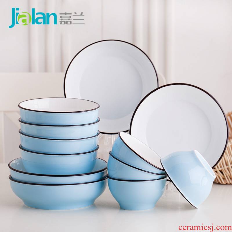 Garland home dishes suit creative Japanese express bowl plate combination 12 six ceramic tableware suit