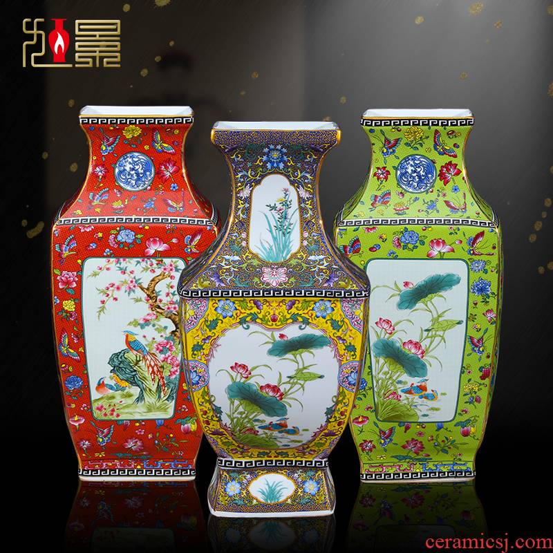 Jingdezhen archaize famille rose porcelain vase household flower arrangement sitting room place hotel company for the opening of the new Chinese style gifts