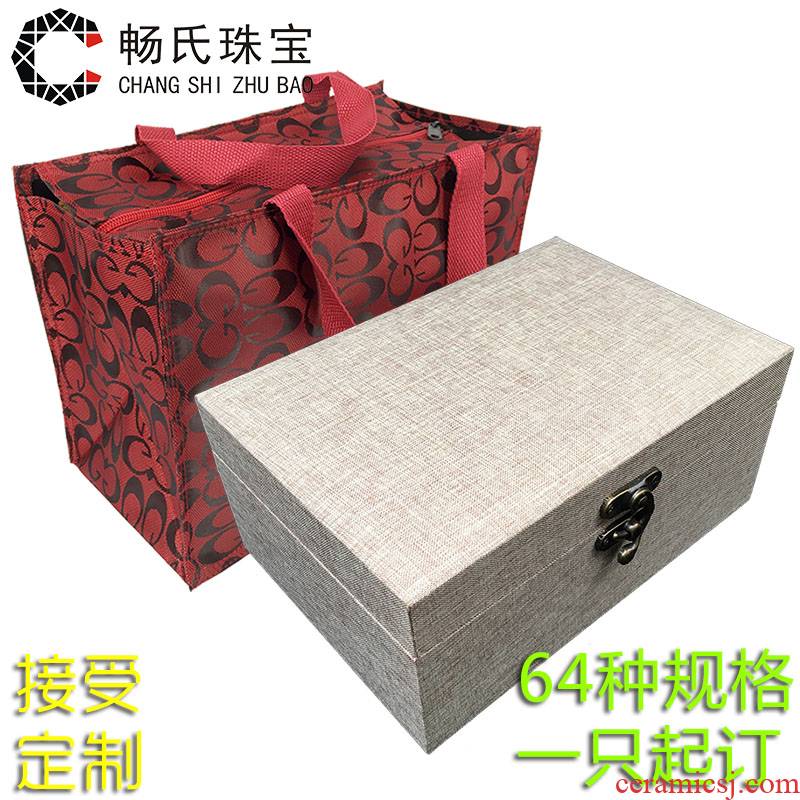 The Custom large linen JinHe play furnishing articles porcelain collectables - autograph collection gift boxes, wooden jewelry box packing