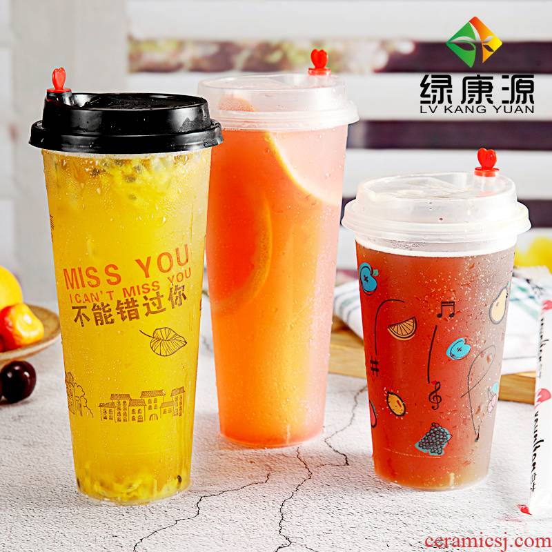 90 caliber 500 ml700ml one - time tea cup of fruit juice drinks cup thickening packaging cup custom log.