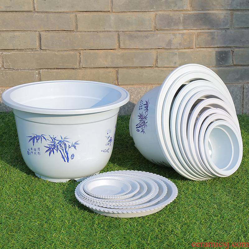 More manufacturers plastic flower POTS plastic quality big flowerpot More meat imitation ceramic flower pot special offer a clearance package mail